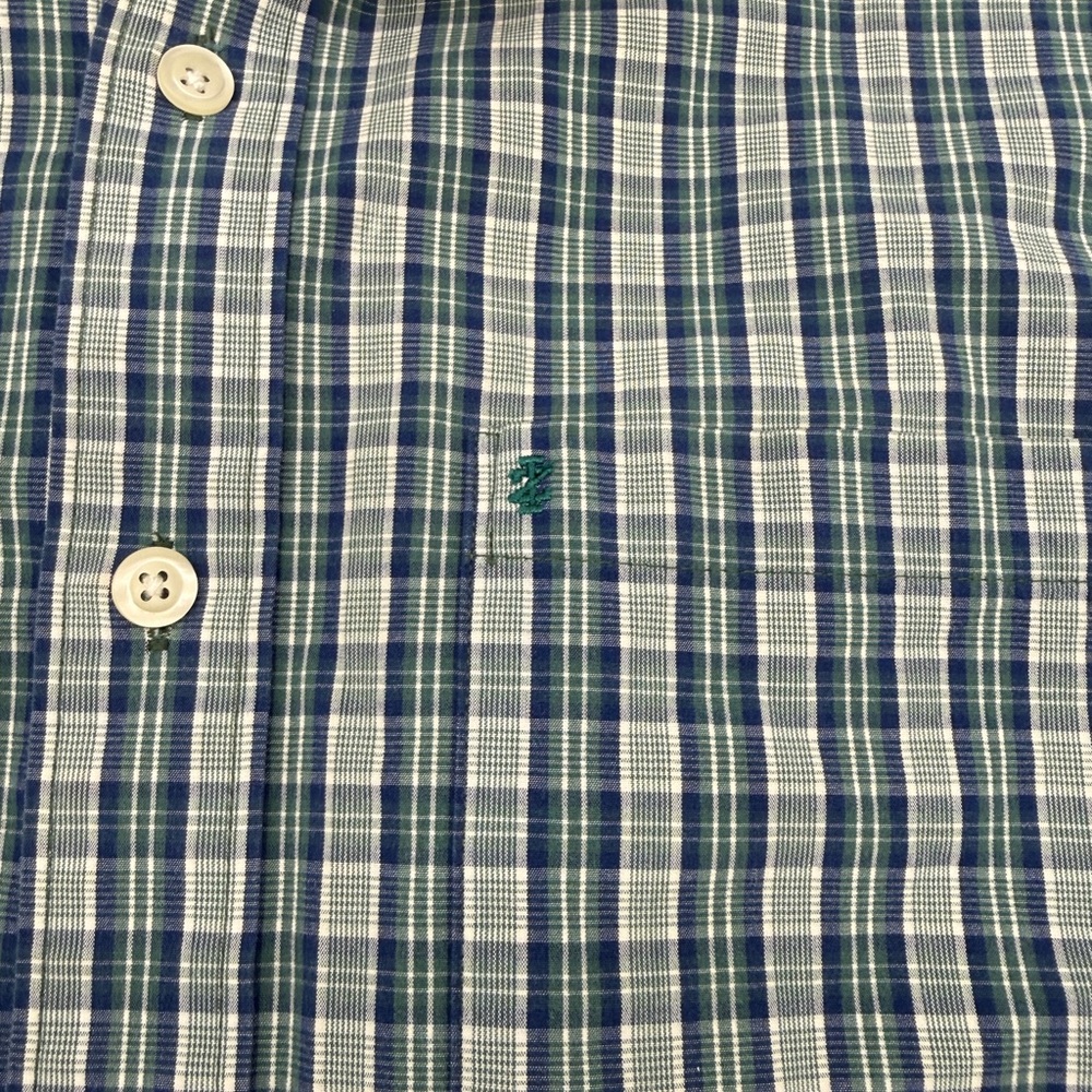 IZOD Men’s Plaid Button Down Shirt Blue Green LT Long Sleeve Business Casual - Picture 3 of 6